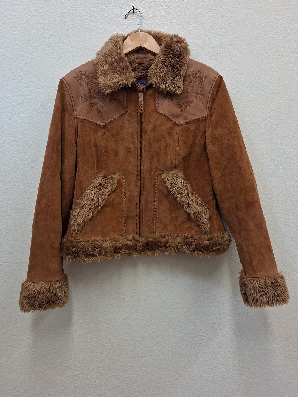Cripple Creek Western Tooled Leather And Suede Jacket Size L Large